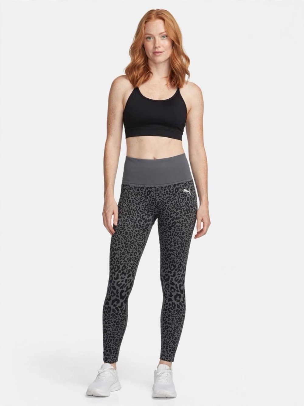 PUMA High Waisted Seamless Leopard Print Leggings Gray Black Size Small S